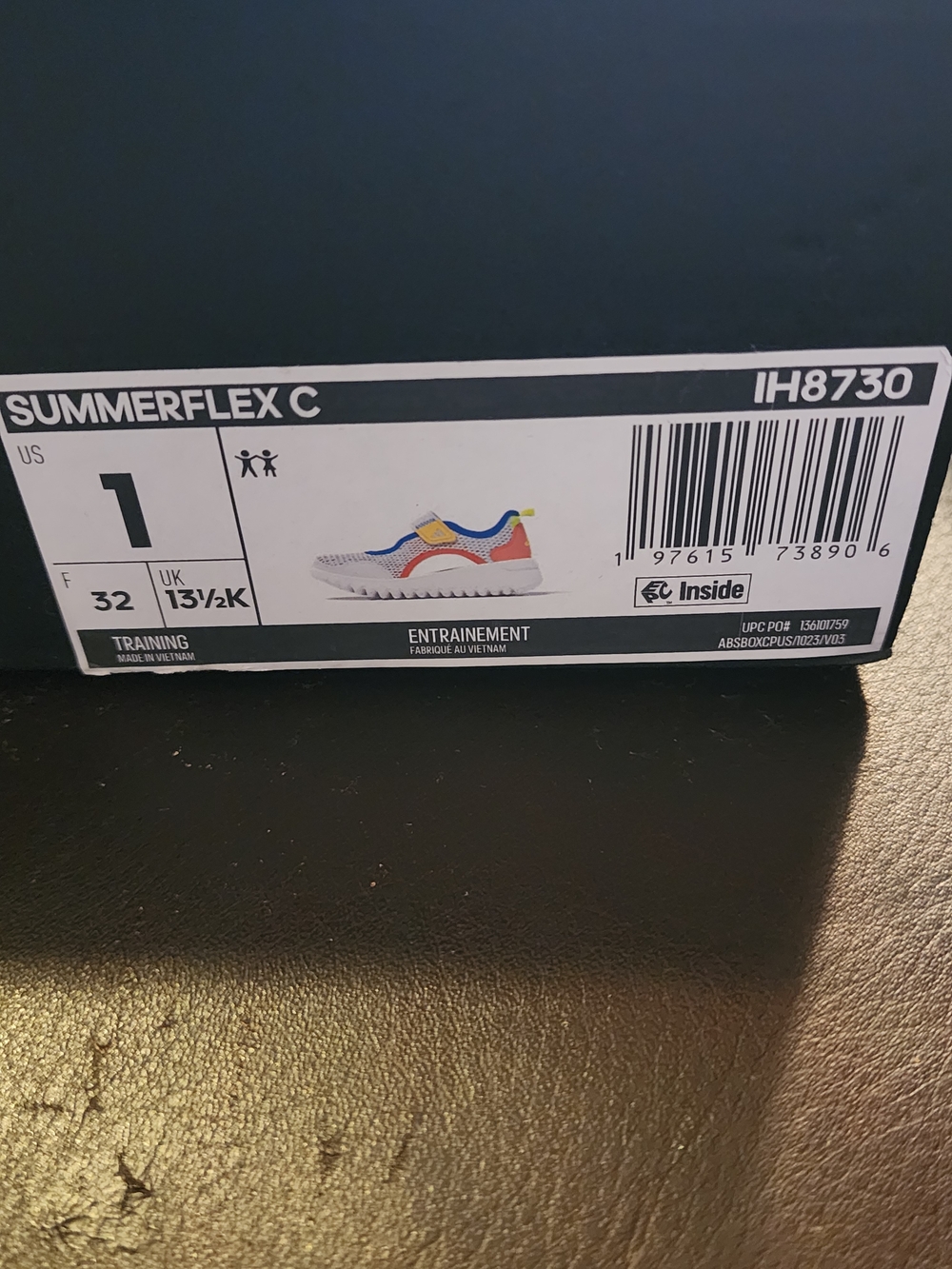 adidas Summerflex Kids White Mesh Sneakers with Blue Trim and Yellow Heel Sz. 1 - Picture 9 of 9